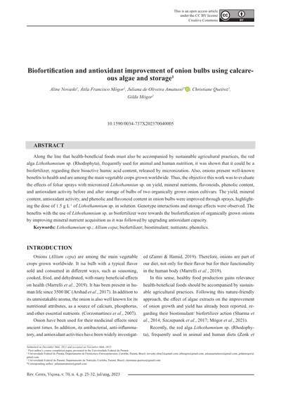 Capa do artigo científico: Biofortificação E Melhoramento Antioxidante De Bulbos De Cebola Utilizando Calcare - Lithothamnium.org