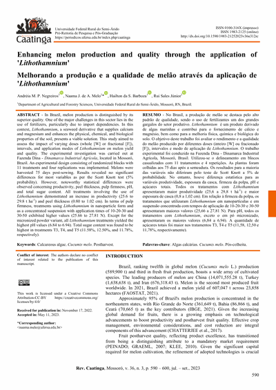Capa do artigo científico: Melhorando A Produção E A Qualidade Do Melão Através Da Aplicação De Litotâmnio - Lithothamnium.org